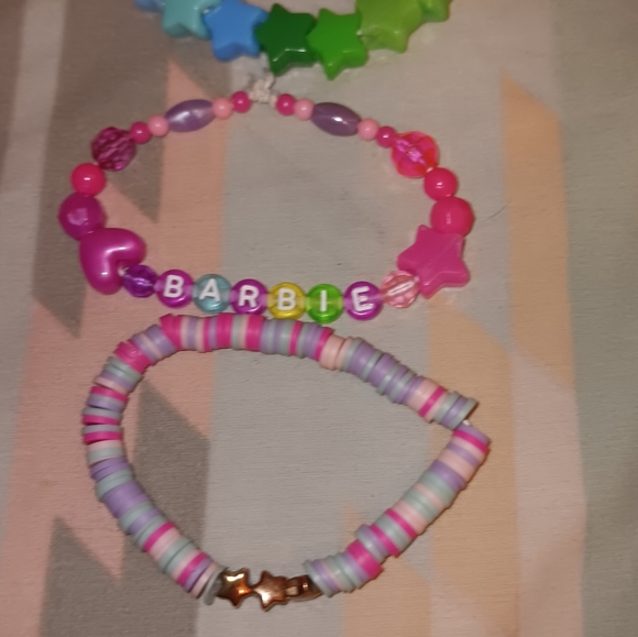 RAINBOW 🌈 COLORFUL BARBIE BEADED STARS KAWAII RAVE BRACELET SET - Picture 13 of 16